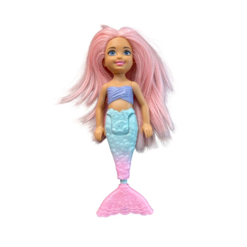 Barbie Dreamtopia Kelly Chelsea Mermaid Ocean Girl Doll Pastel Pink Hair 6” Toy